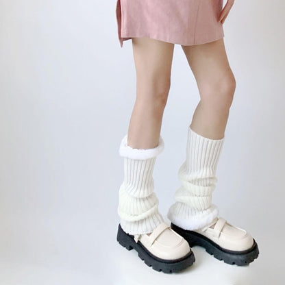Furry pink leg warmers