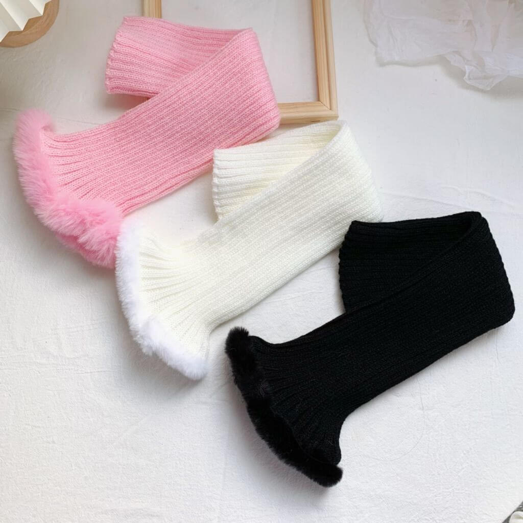 Furry pink leg warmers