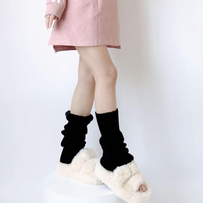 Furry pink leg warmers