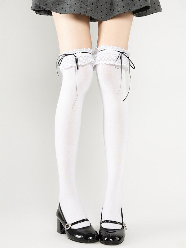 White with White Lace Black Ribbon