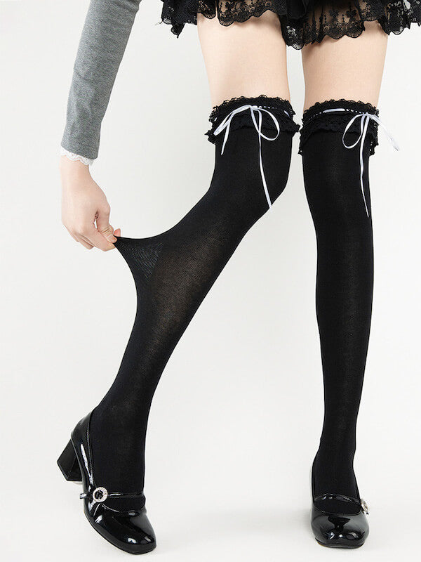 Black with Black Lace White Ribbon