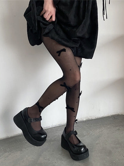 Gothic bow beads tights