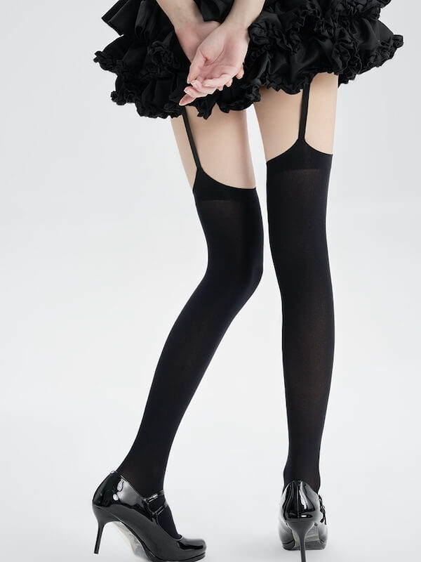 Gothic cross strap tights stockings