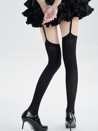Gothic cross strap tights stockings