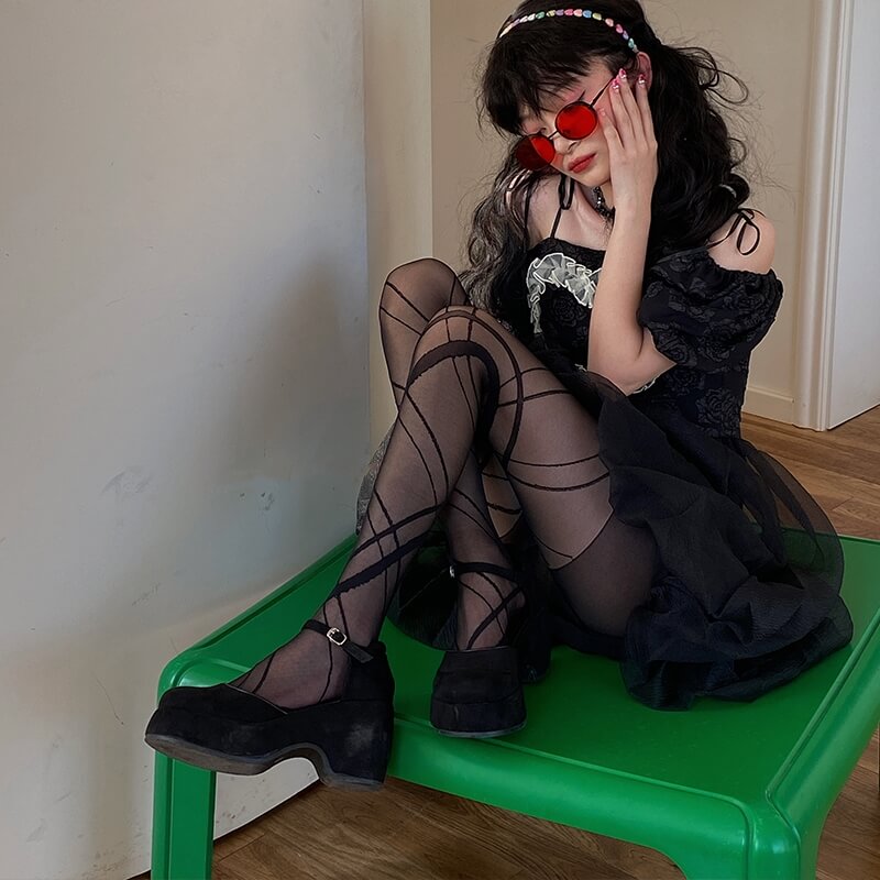 Gothic irregular lines tights