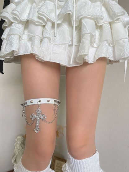 Gothic Lace Triple-Ruffle Knit Leg Warmers