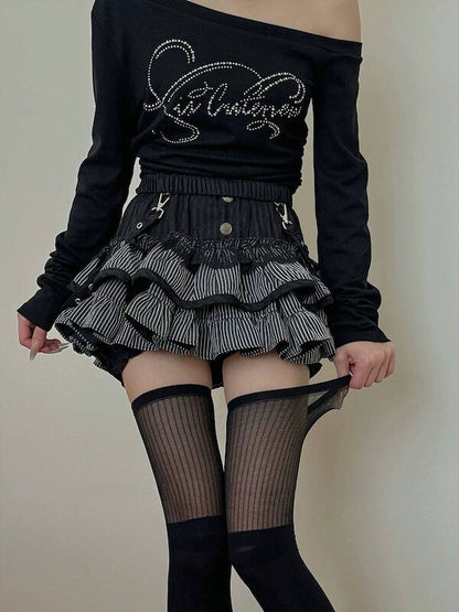Gothic lolita stripes patchwork stockings