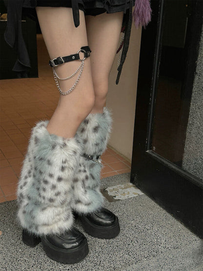 Gradient Y2k faux fur leg warmers