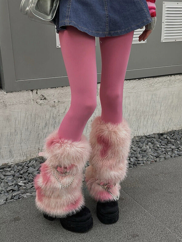 Gradient Y2k faux fur leg warmers