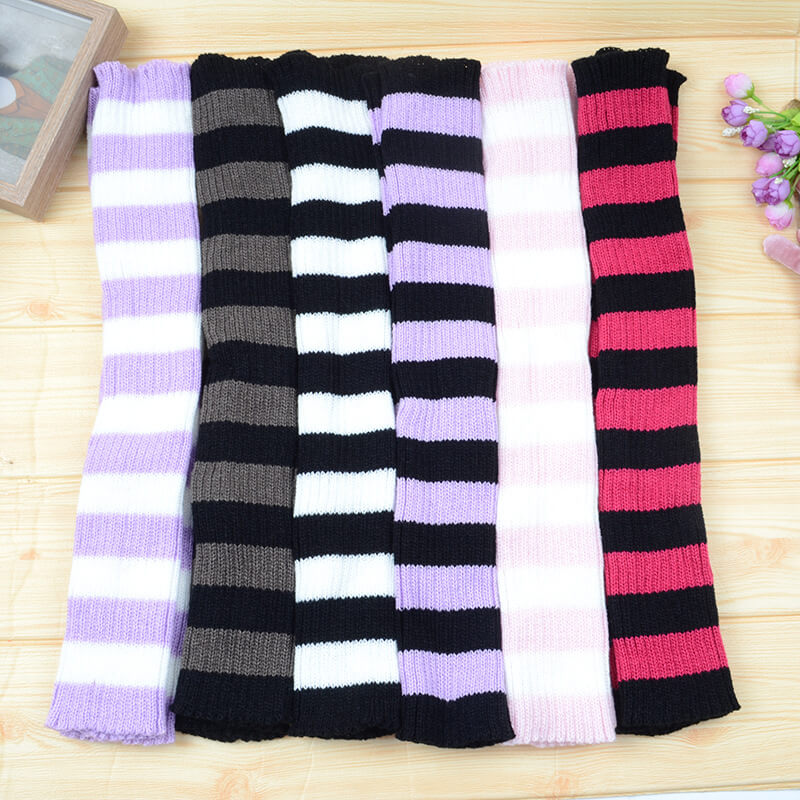 Harajuku girl mix stripes leg warmers