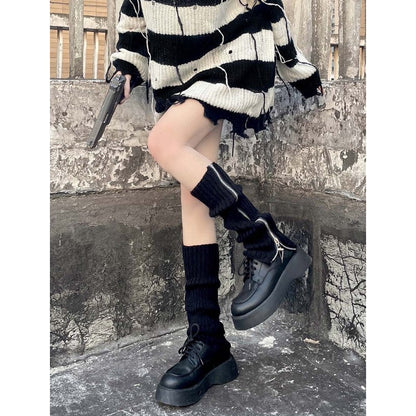 Punk lolita zipper leg warmer