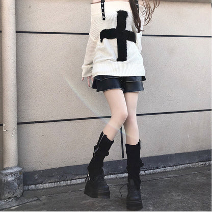 Punk lolita zipper leg warmer