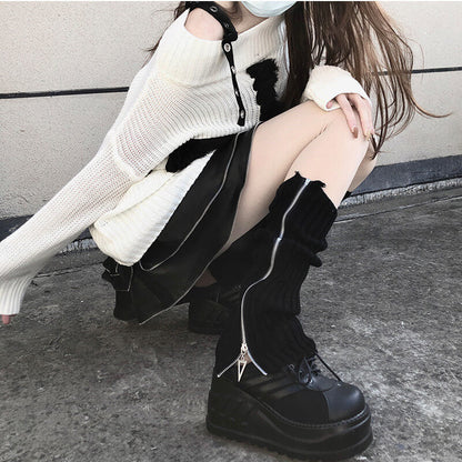 Punk lolita zipper leg warmer