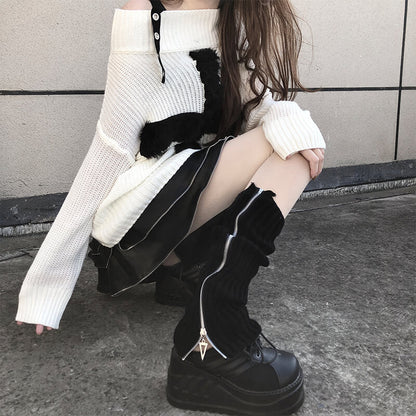 Punk lolita zipper leg warmer