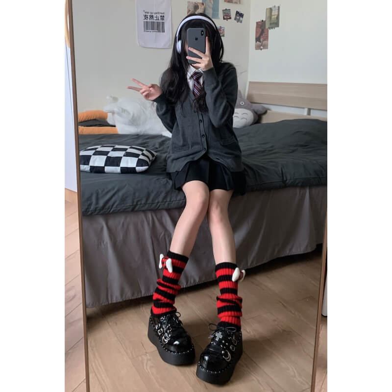 Harajuku y2k bone stripes leg warmers