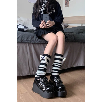 Harajuku y2k bone stripes leg warmers