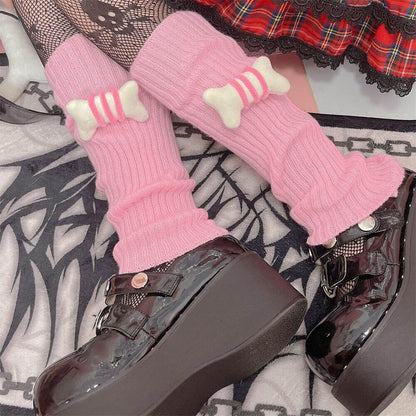 Harajuku y2k bone stripes leg warmers