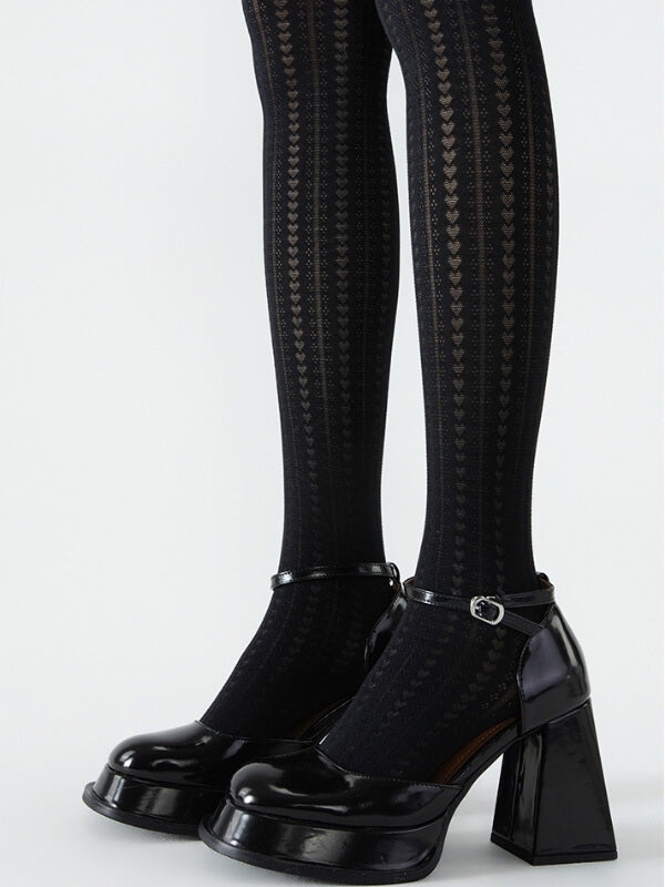 Heart hollow-out velvet tights