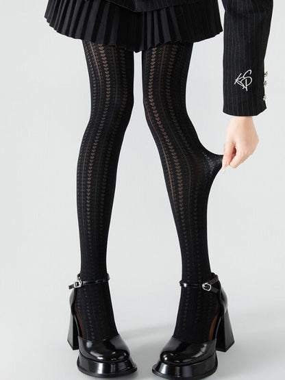 Heart hollow-out velvet tights