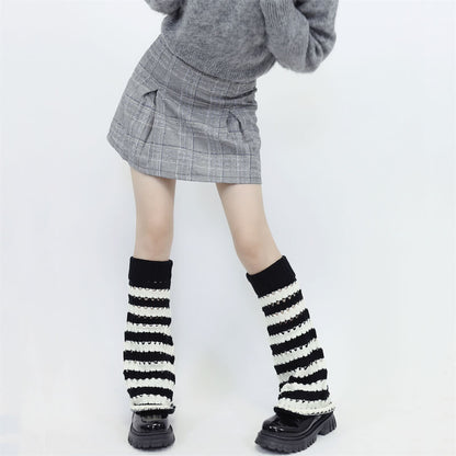 Hollow-out black pink y2k leg warmers