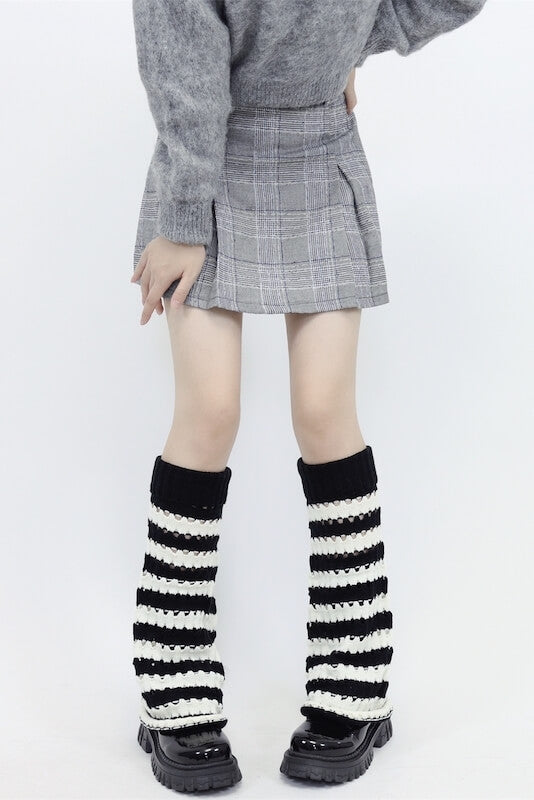 Hollow-out black pink y2k leg warmers