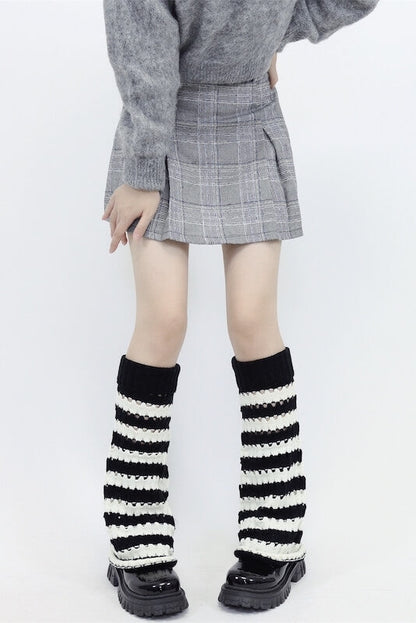 Hollow-out black pink y2k leg warmers