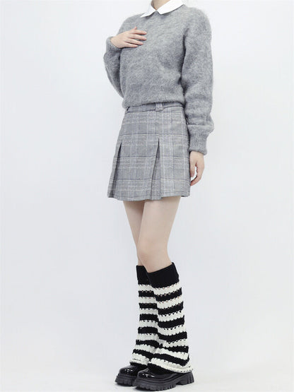 Hollow-out black pink y2k leg warmers
