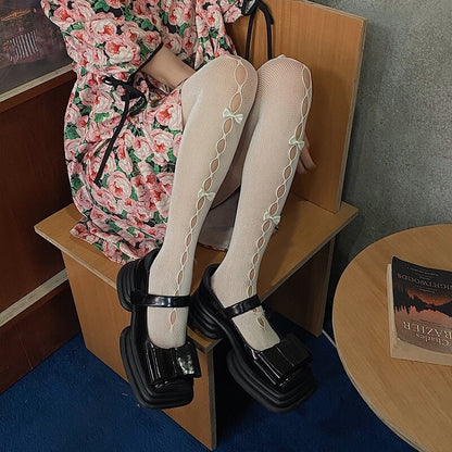 Hollow-out cute bows lolita tights