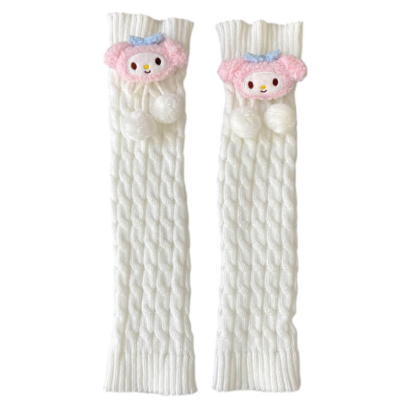 Fluffy bear melody pompon leg warmer