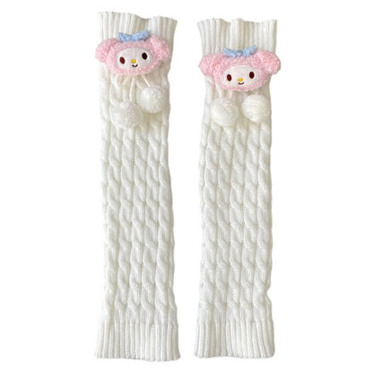 Fluffy bear melody pompon leg warmer