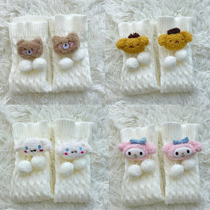 Fluffy bear melody pompon leg warmer