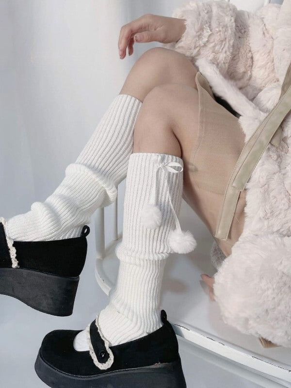 Kawaii pompon leg warmers