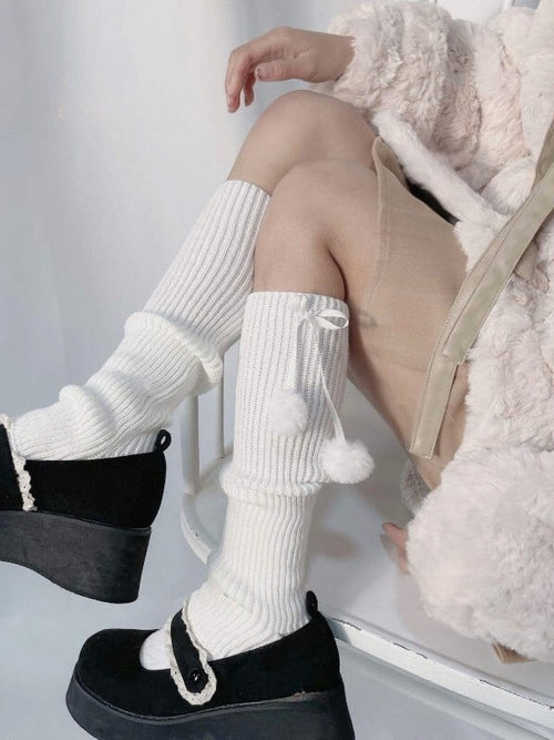 Kawaii pompon leg warmers