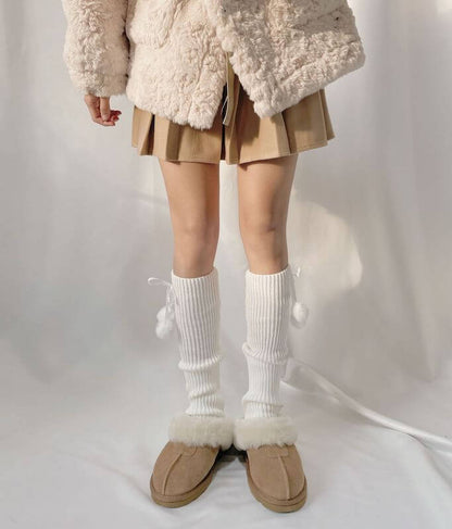 Kawaii pompon leg warmers