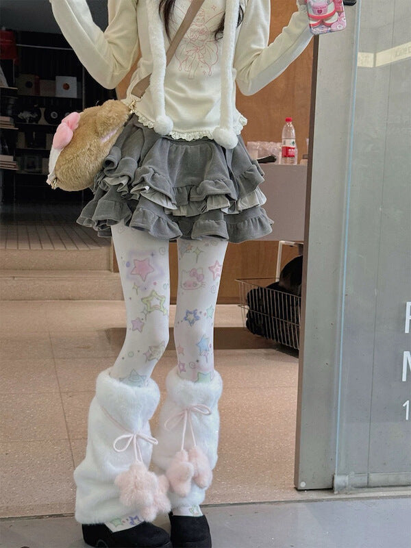 Kawaii y2k stars velvet tights