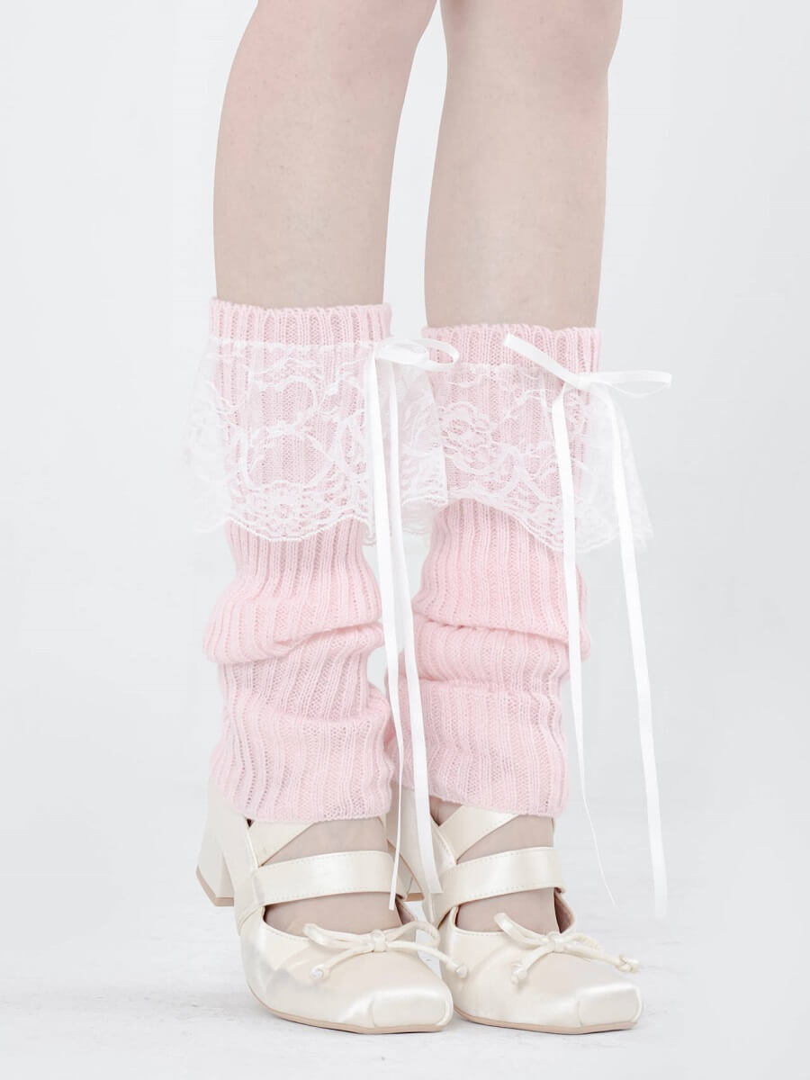 Lace doll ribbon leg warmers