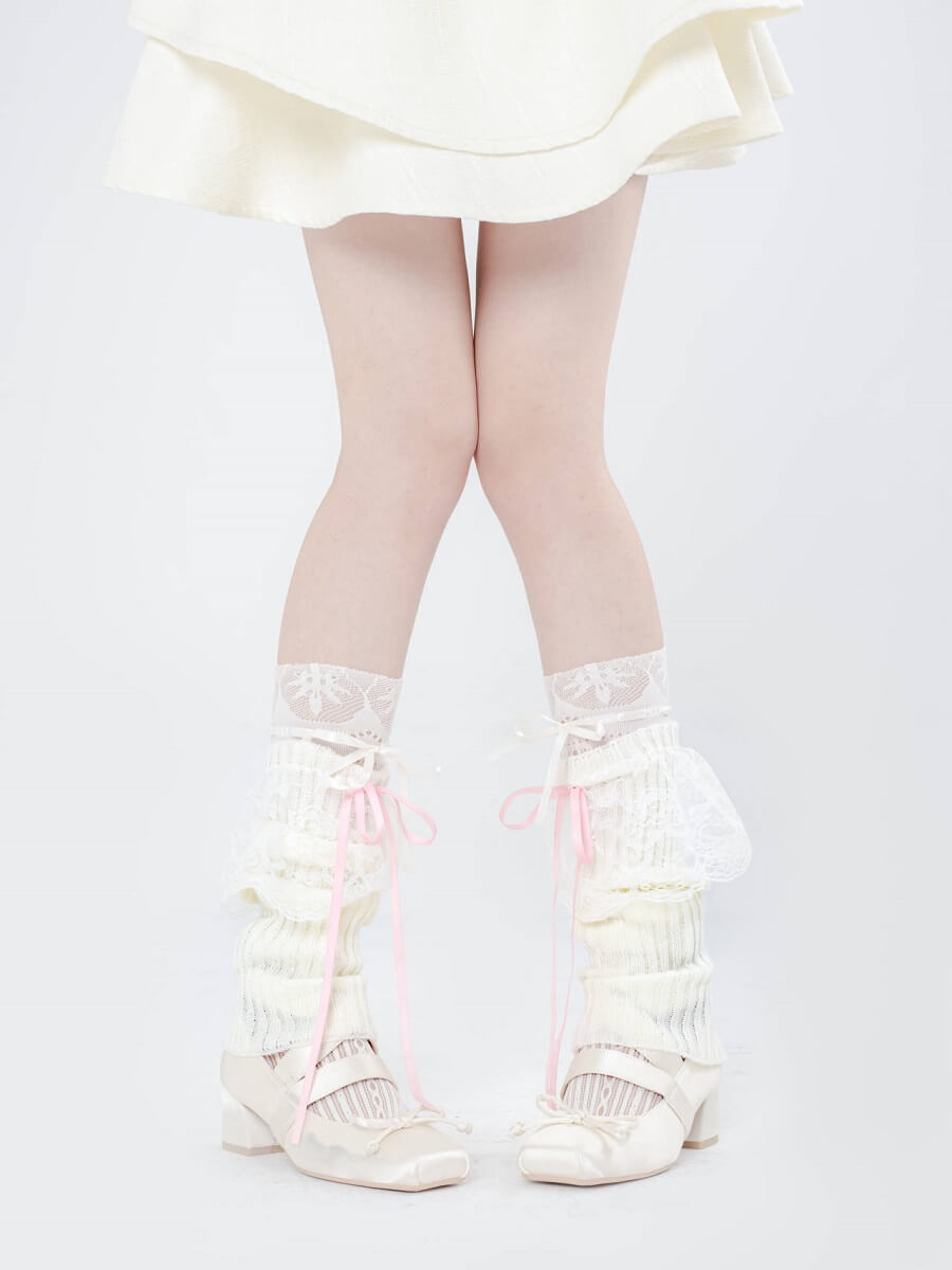 Lace doll ribbon leg warmers