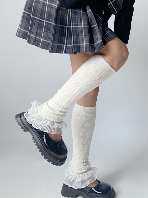 Lace layered leg warmers