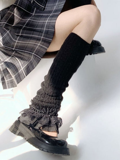 Lace layered leg warmers