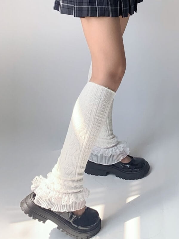 Lace layered leg warmers