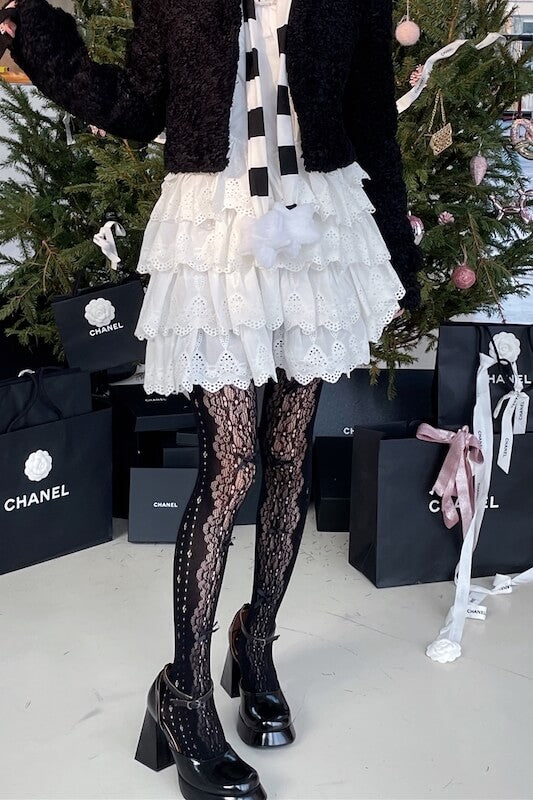 Lolita aesthetic bow tights
