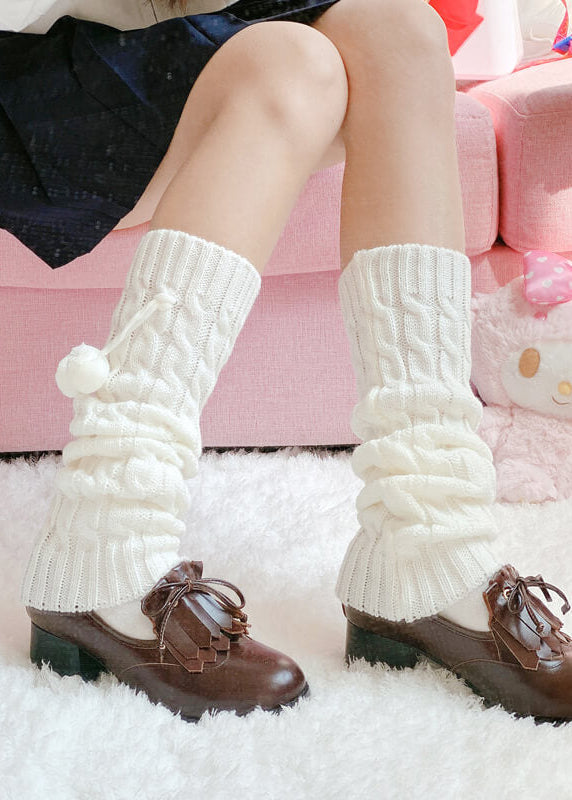 Lolita fluffy pompon leg warmers