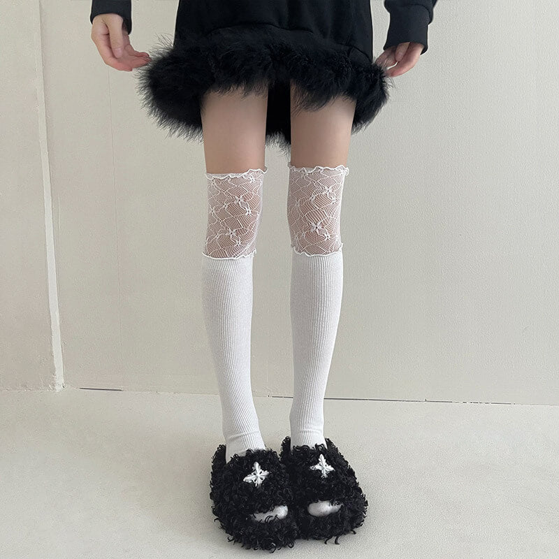Lace over knee stockings