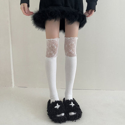 Lace over knee stockings