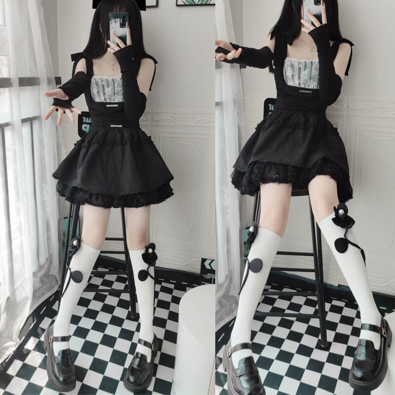 Lolita girl aesthetic flower stockings
