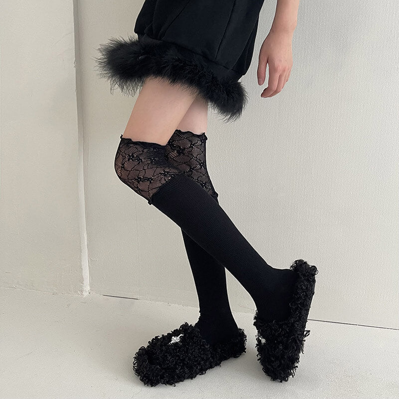 Lace over knee stockings