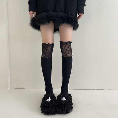 Lace over knee stockings