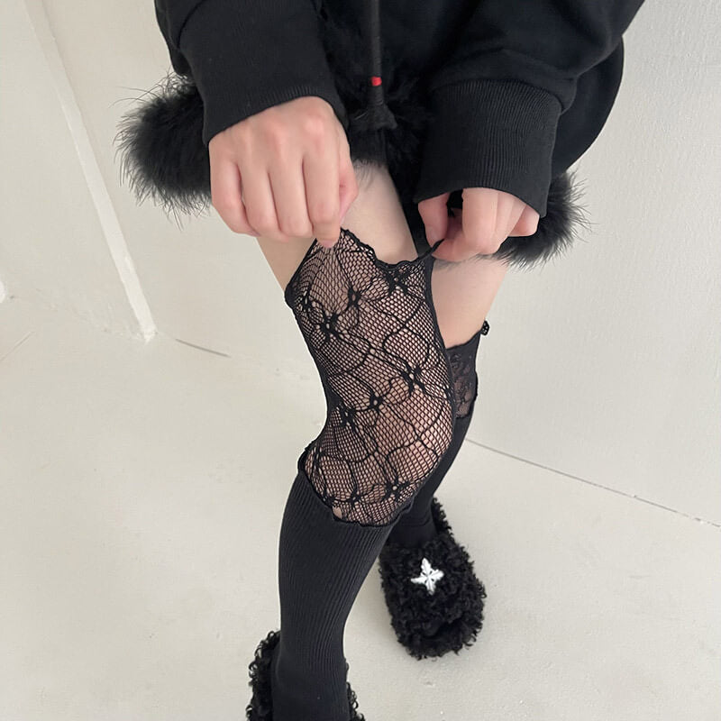 Lace over knee stockings