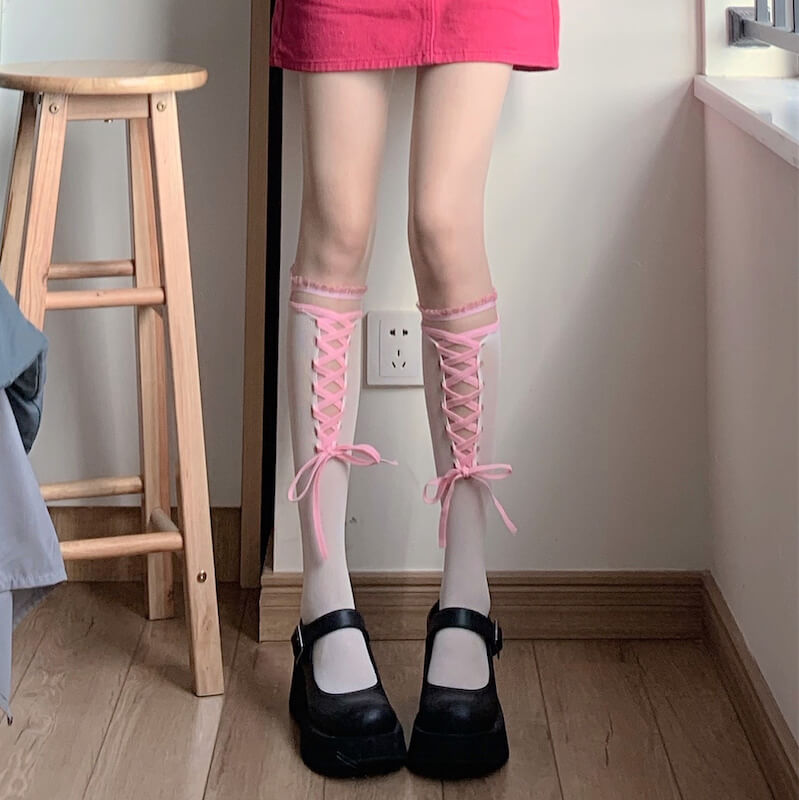 Lolita lace ribbon stockings