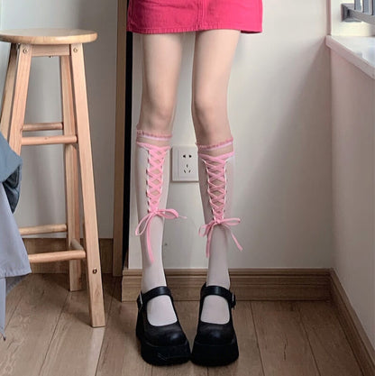 Lolita lace ribbon stockings